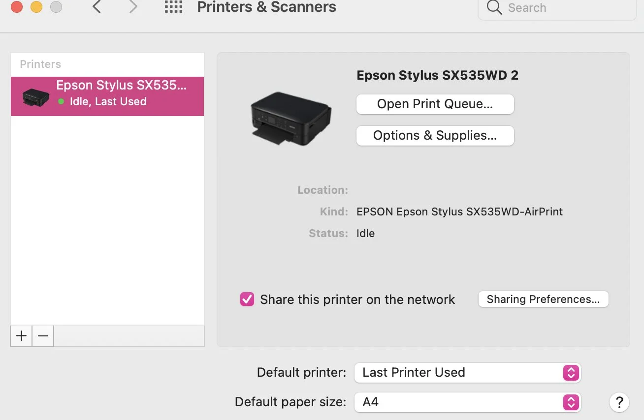 Reinstallation of epson